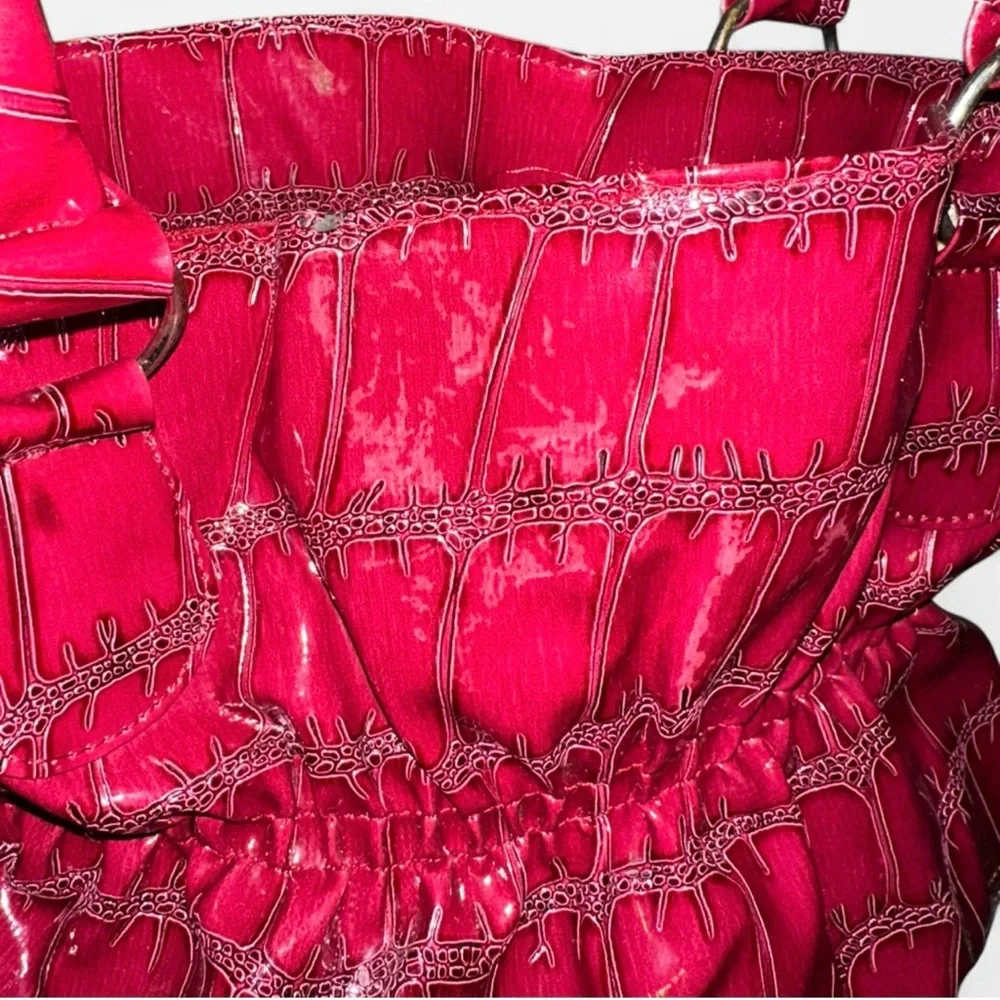 Croc Style Patent Tote with Rose accent - Picture 4 of 5